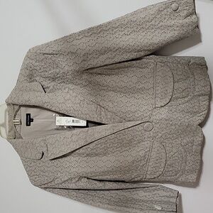 Nwt Vintage New Frontier Eyelet Blazer Jacket Color Pumice ¾ Sleeves